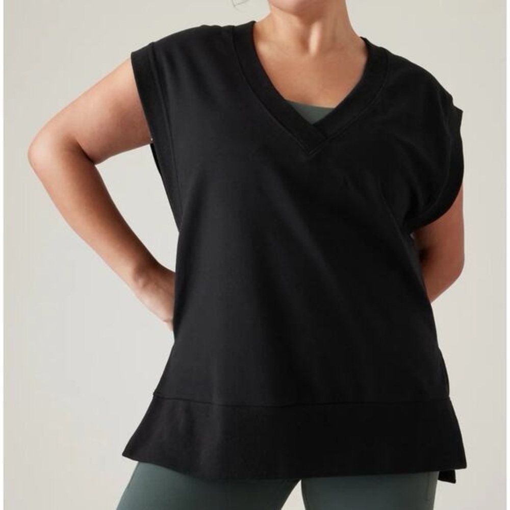 Athleta women’s retroterry v neck sweatshirt tee sleeveless